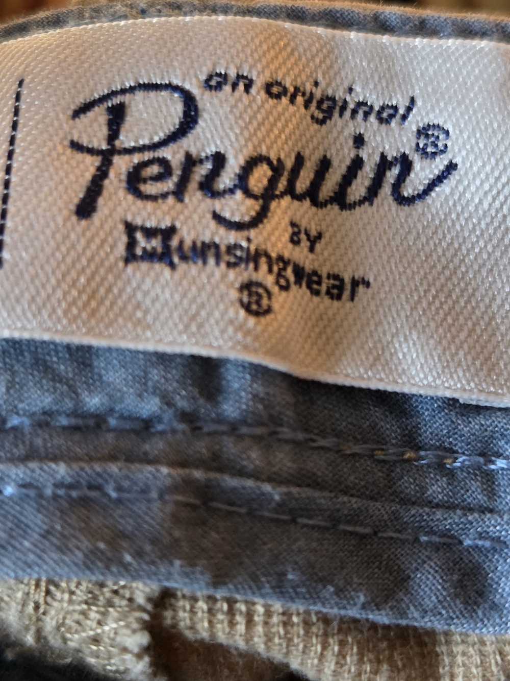 Original Penguin Munsingwear Men's Khaki Flat Front Cotton Chino Shorts - Sz 36 - Picture 3 of 5